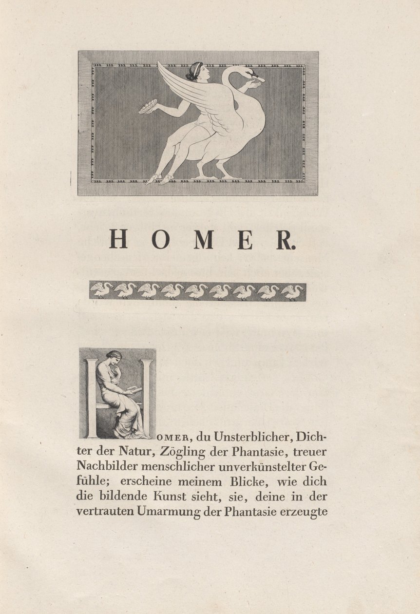 Homeros piirretty antiikista tekijältä Johann Heinrich Wilhelm Tischbein for authors Homer and Christian Gottlob Heyne
