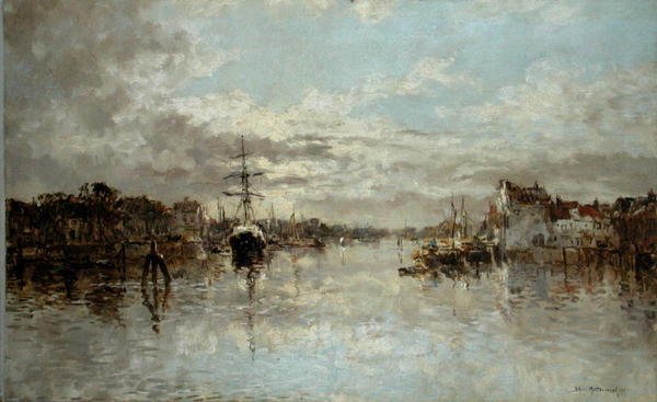 Näkymä Rotterdamiin (öljy kankaalle) tekijältä Johann Hendrik Mastenbroek