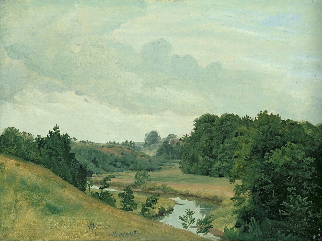 Alster-joki Poppenbuttelissa aamulla, 1883 tekijältä Johann Herman Carmiencke