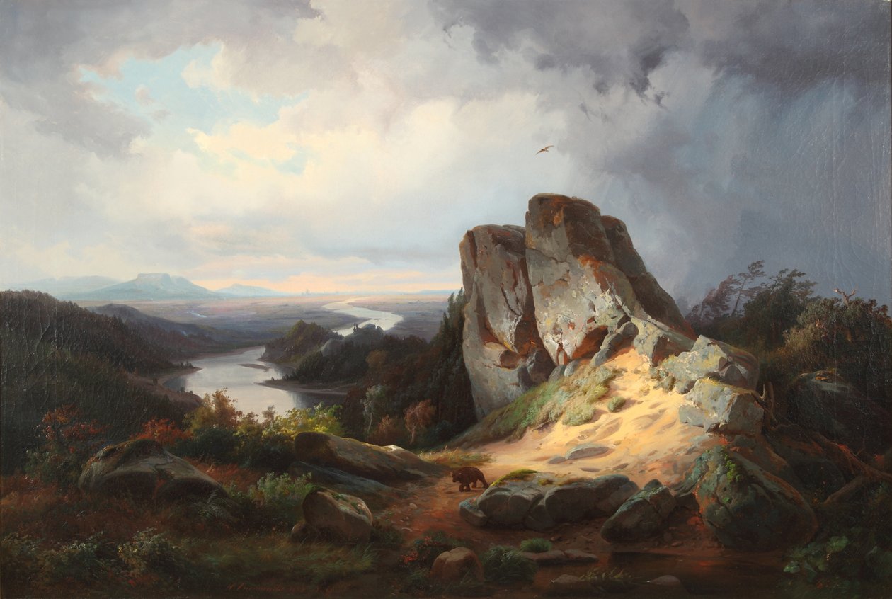 Länsimainen maisema 1853 (Öljy kankaalle) tekijältä Johann Herman Carmiencke