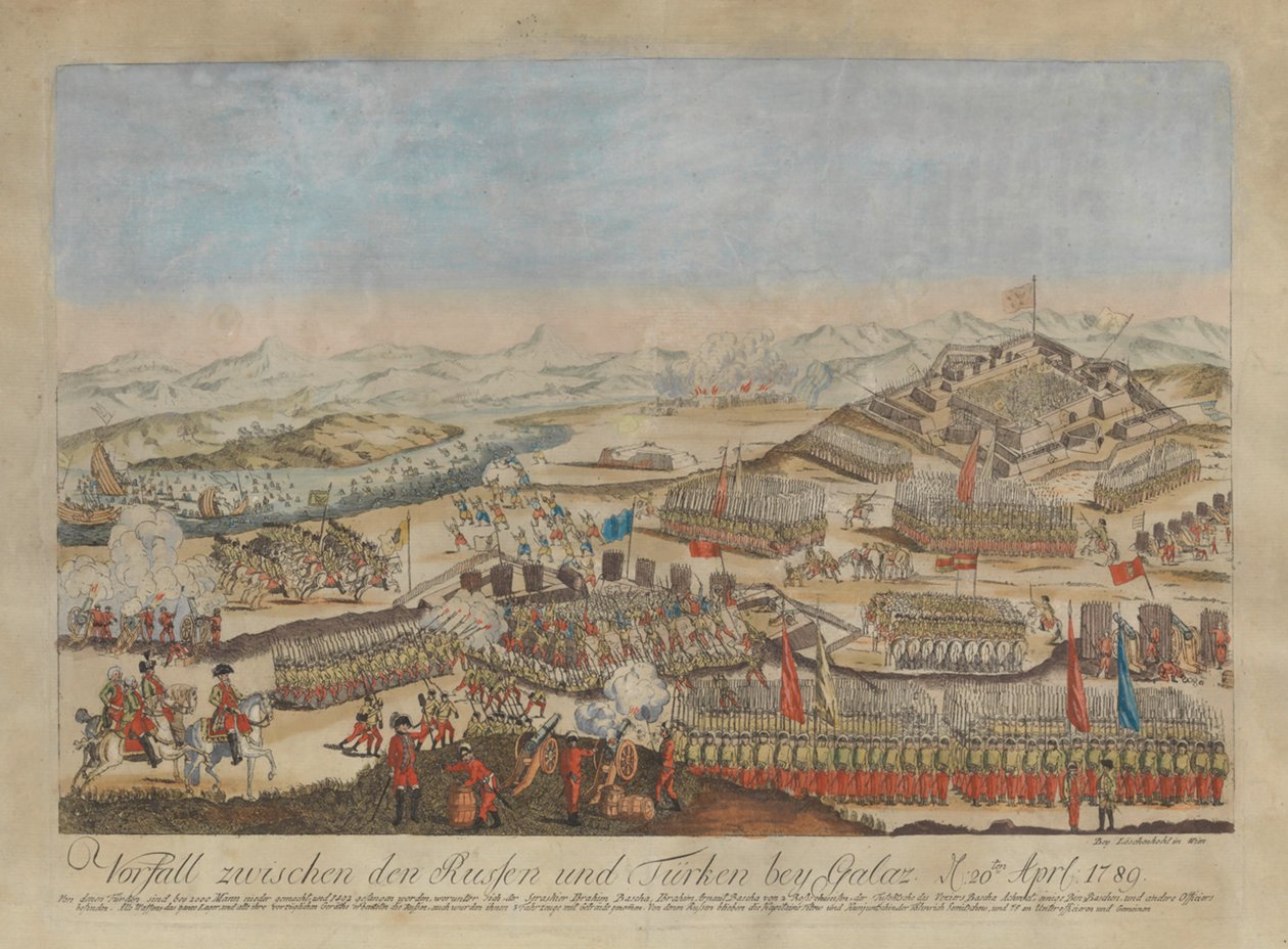 Tapaus Venäjän ja ottomaanien armeijoiden välillä Galatissa 20. huhtikuuta 1789 1789. tekijältä Johann Hieronymus Loeschenkohl