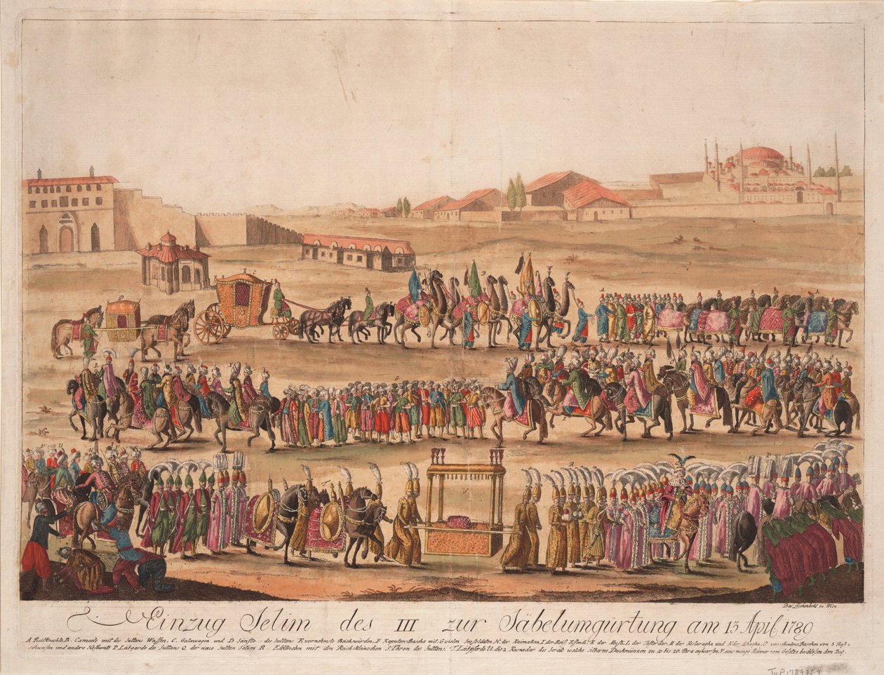 Sulttaani Selim III:n tulo sapelin vyöttämiseen 13. huhtikuuta 1789 1789 tekijältä Johann Hieronymus Loeschenkohl