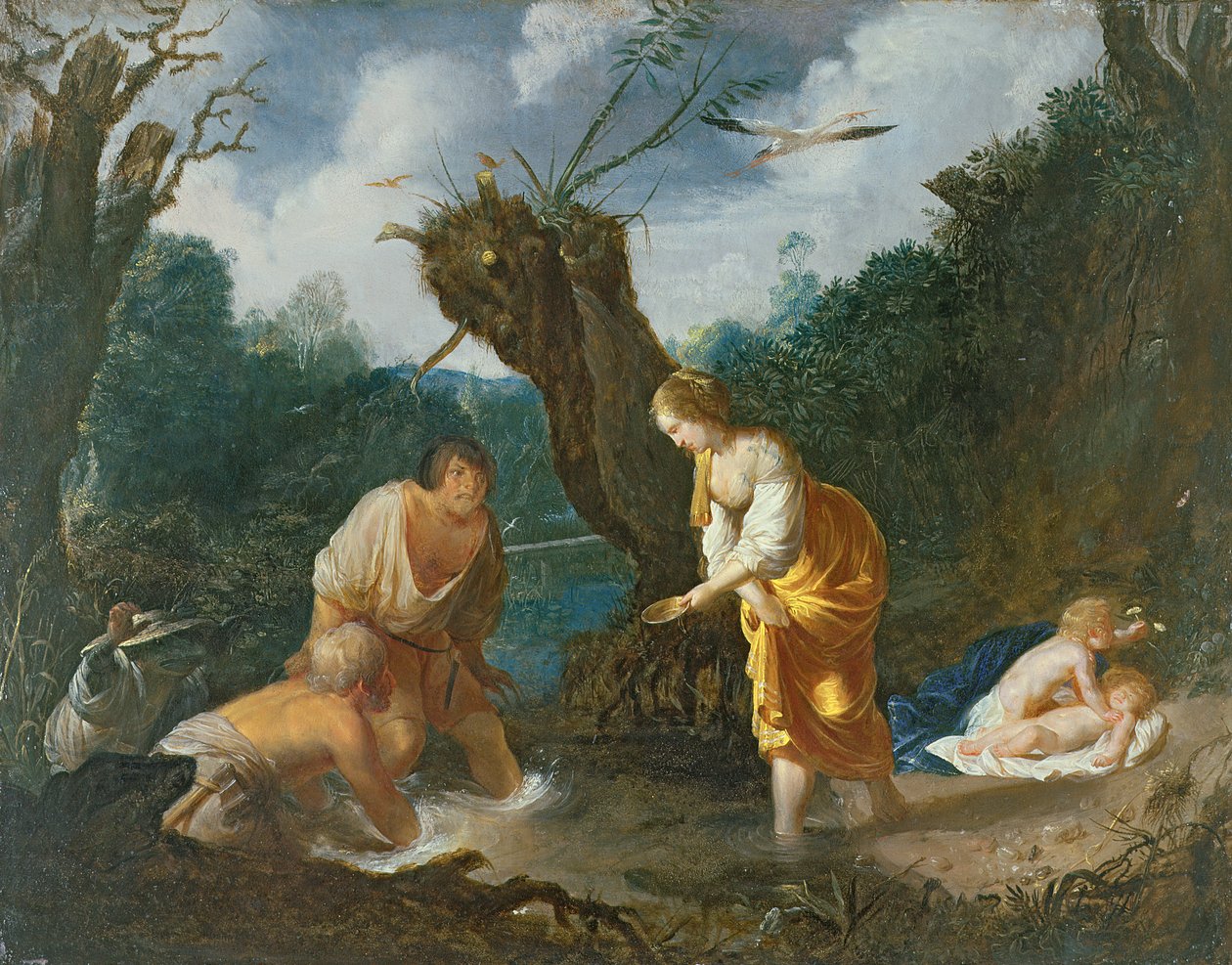 Latona muuttaa talonpojat sammakoksi, n. 1644 (öljy kuparilla) tekijältä Johann Hulsman