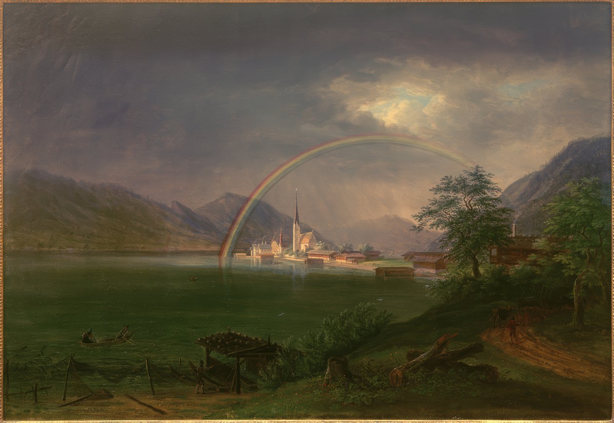 Egern Tegern-järvellä sateenkaaren kanssa tekijältä Johann Jakob Dorner der Jüngere