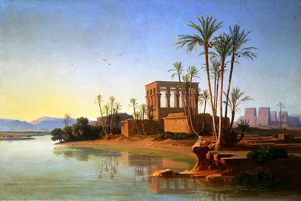 Philae, n. 1860 (öljy kankaalle) tekijältä Johann Jakob Frey