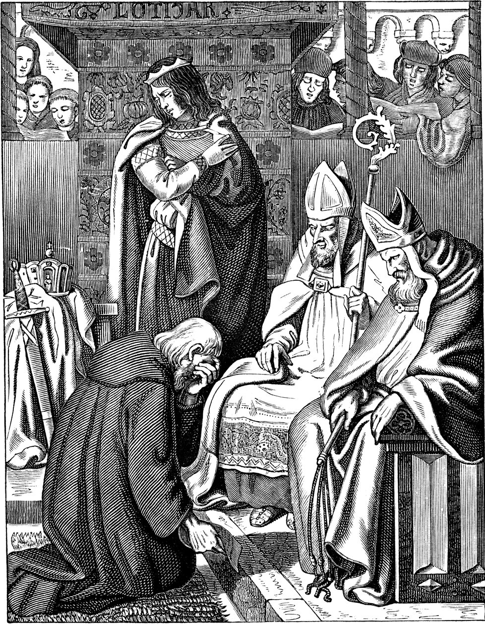 Ludvig hurskas katumassa Attignyssa vuonna 822 Kuva Saksan kansan historiasta E. Duller, 1840 tekijältä Johann Jakob Kirchhoff