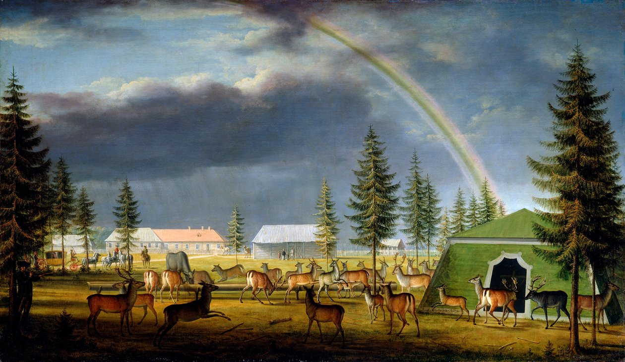 Menagerie Gatchina Palace Parkissa, 1792. tekijältä Johann Jakob Mettenleiter