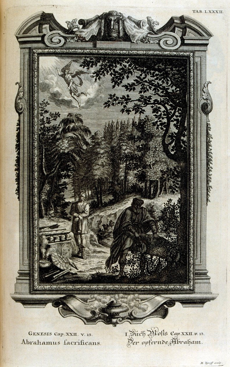 Abraham valmistautuu uhraamaan Iisakin tekijältä Johann Jakob Scheuchzer