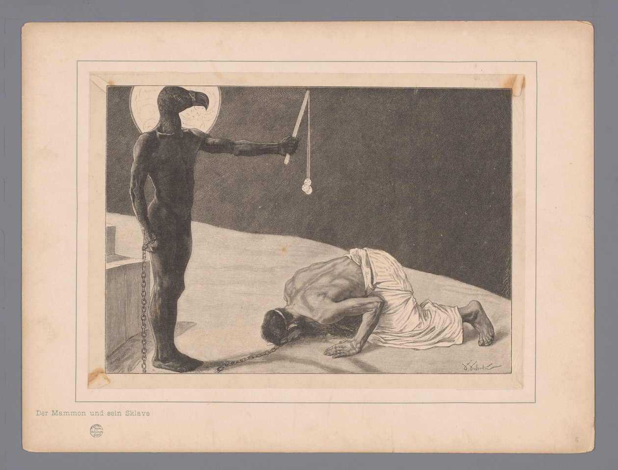 Mammonan palvonta Der Mammon und sein Sklave (otsikko esineessä) Seitsemän mystistä esitystä (sarjan nimi) tekijältä Johann Jakob Weber