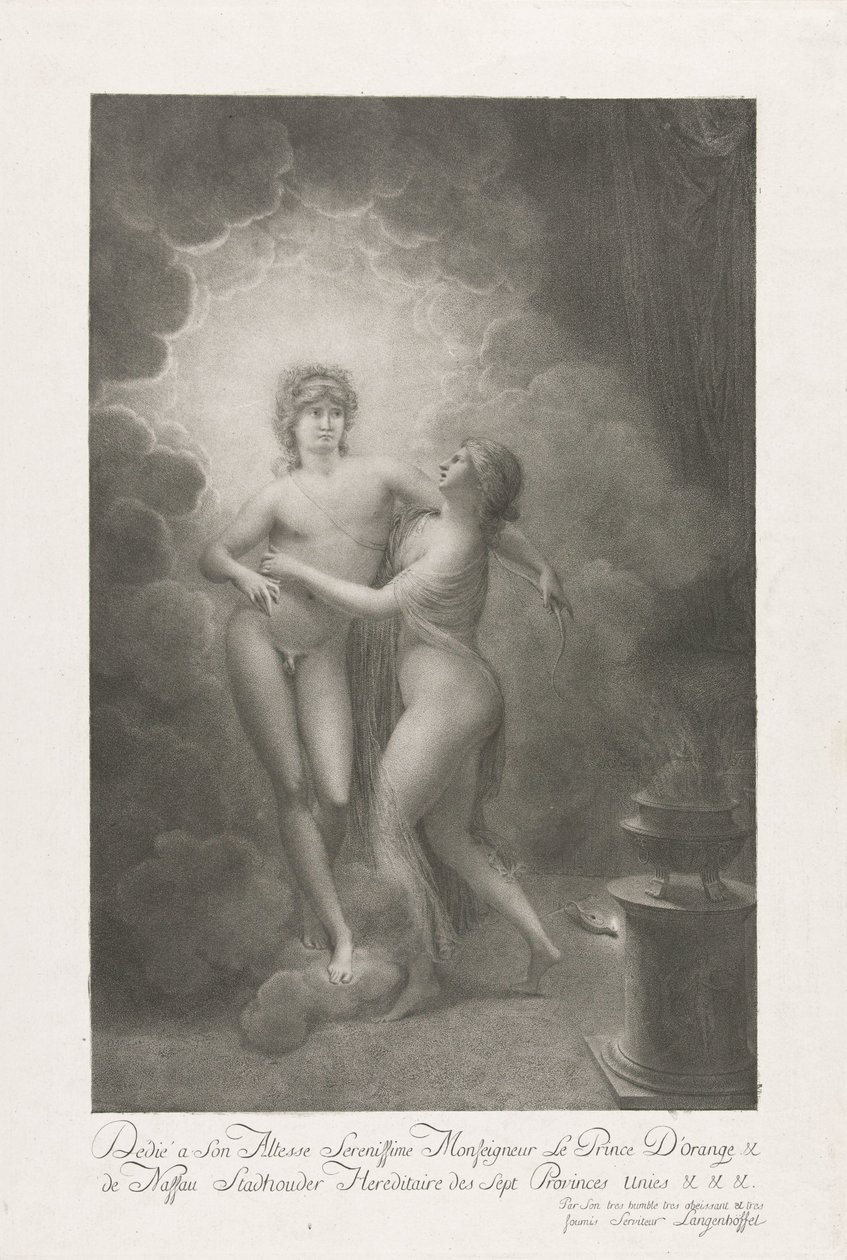 Allegoria William V:n ja Preussin Wilhelminan avioliitosta, 1767 tekijältä Johann Joseph Friedrich Langenhöffel