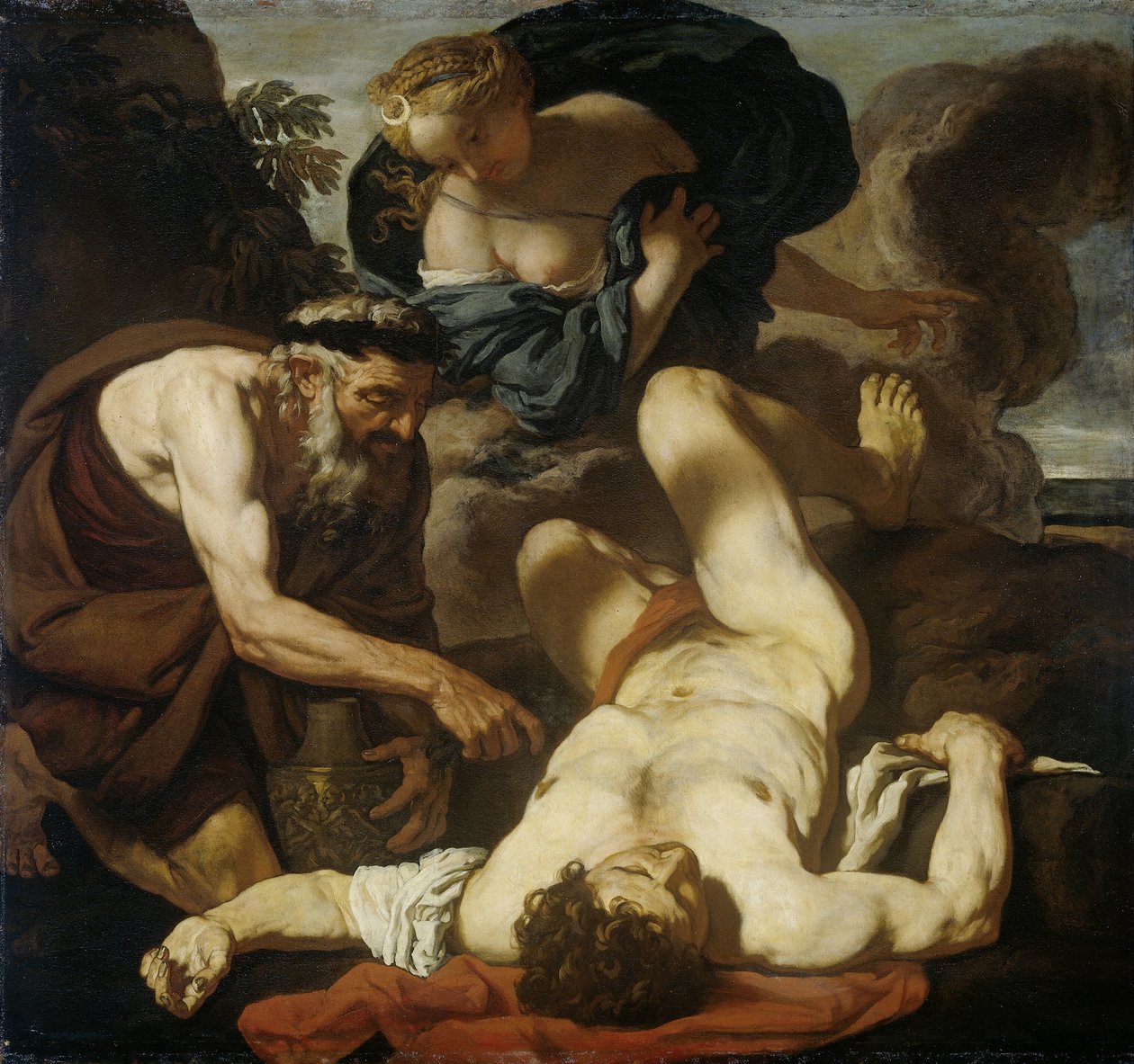 Selene ja Endymion Orionin kuolema, 1660-1670 tekijältä Johann Karl Loth