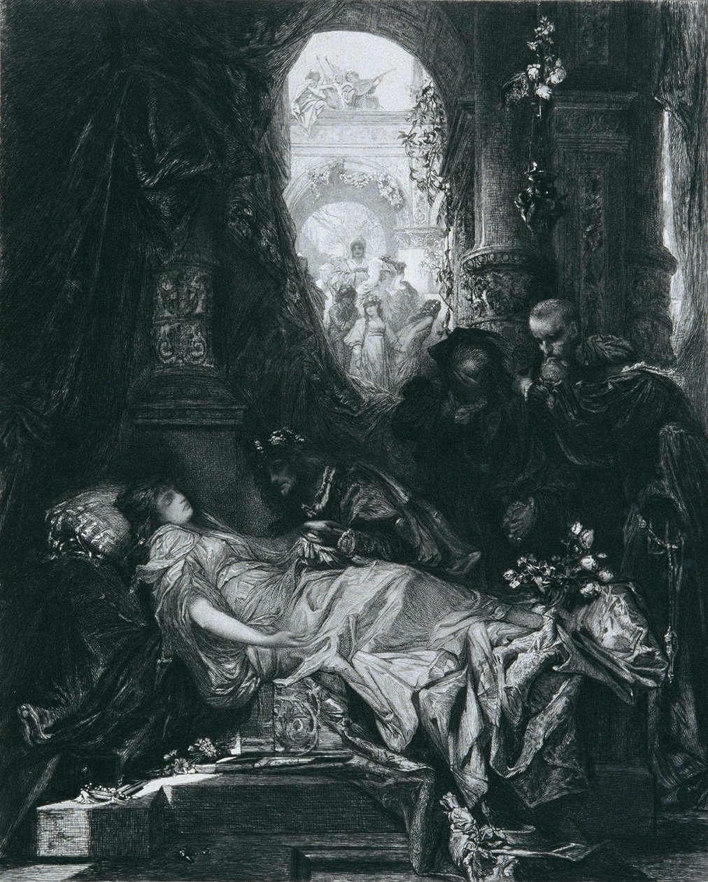 Näennäisesti kuollut Juliet Capulet tekijältä Johann Klaus