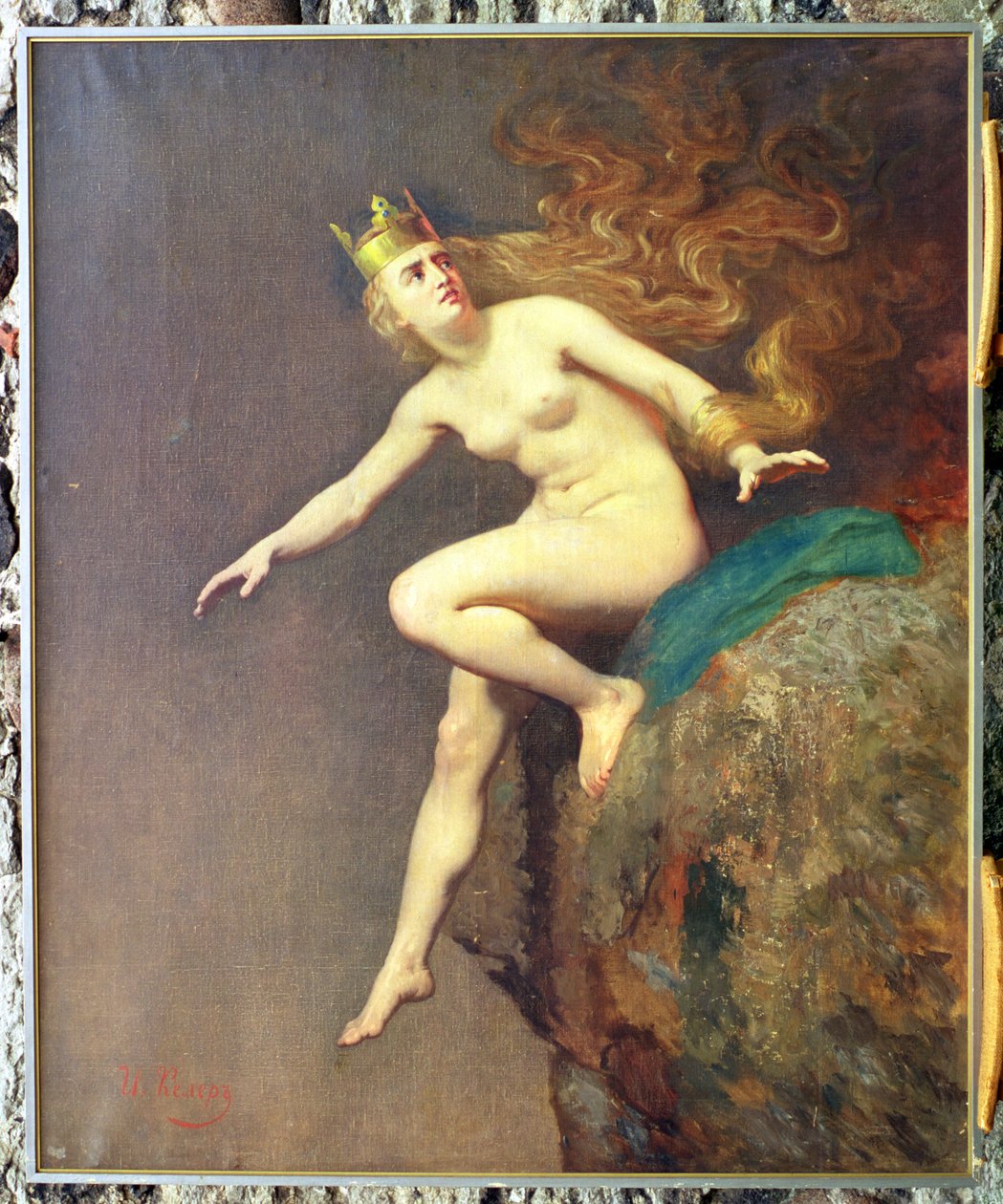 Lorelei, tutkimus munkkien maalaukselle The Imprecation of Lorelei, 1887 tekijältä Johann Koler