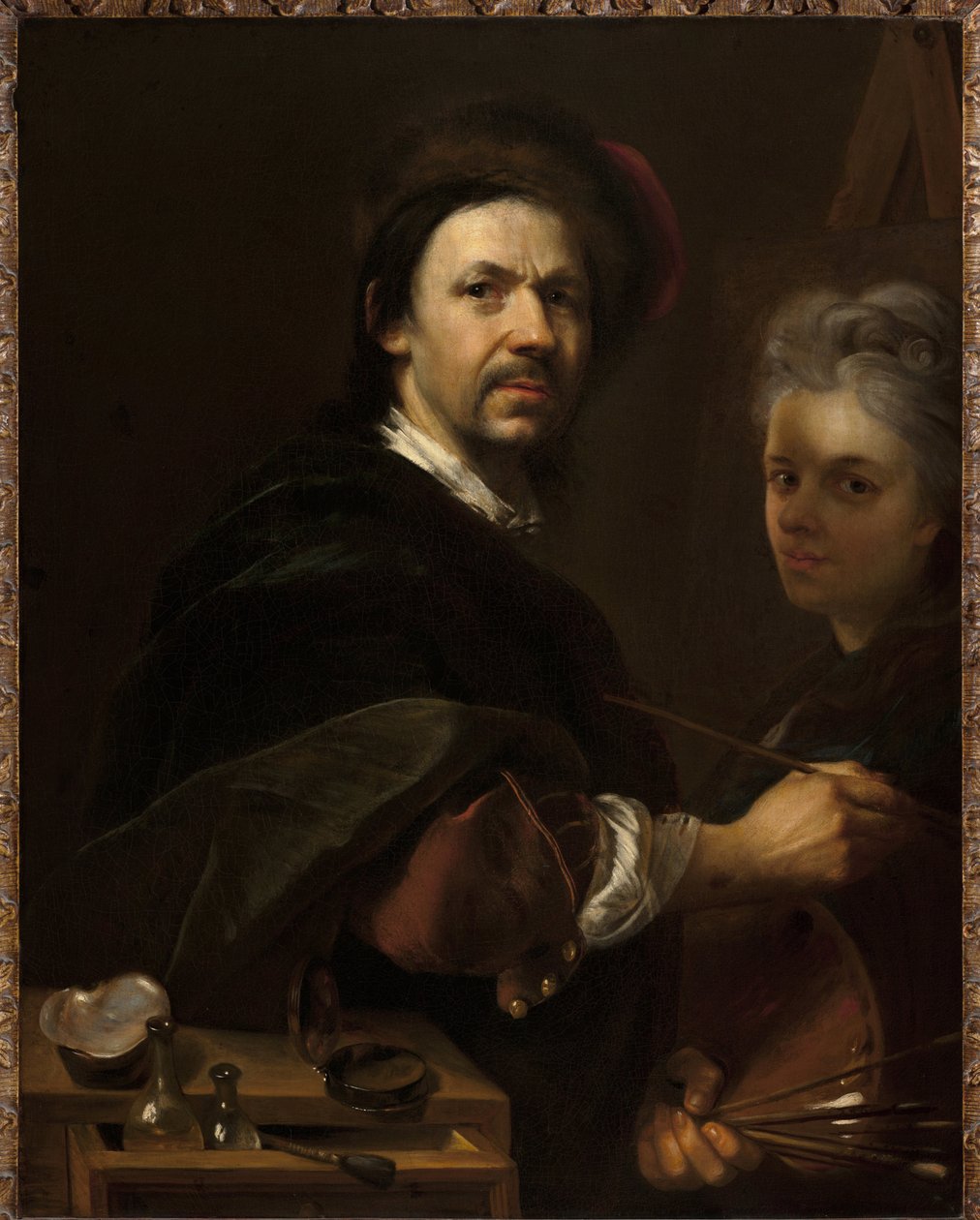 Omakuva vaimon kanssa - Omakuva vaimon kanssa - Jan (Johann) Kupecky (Kupetzky) (1667-1740). öljy kankaalle tekijältä Johann Kupetzky