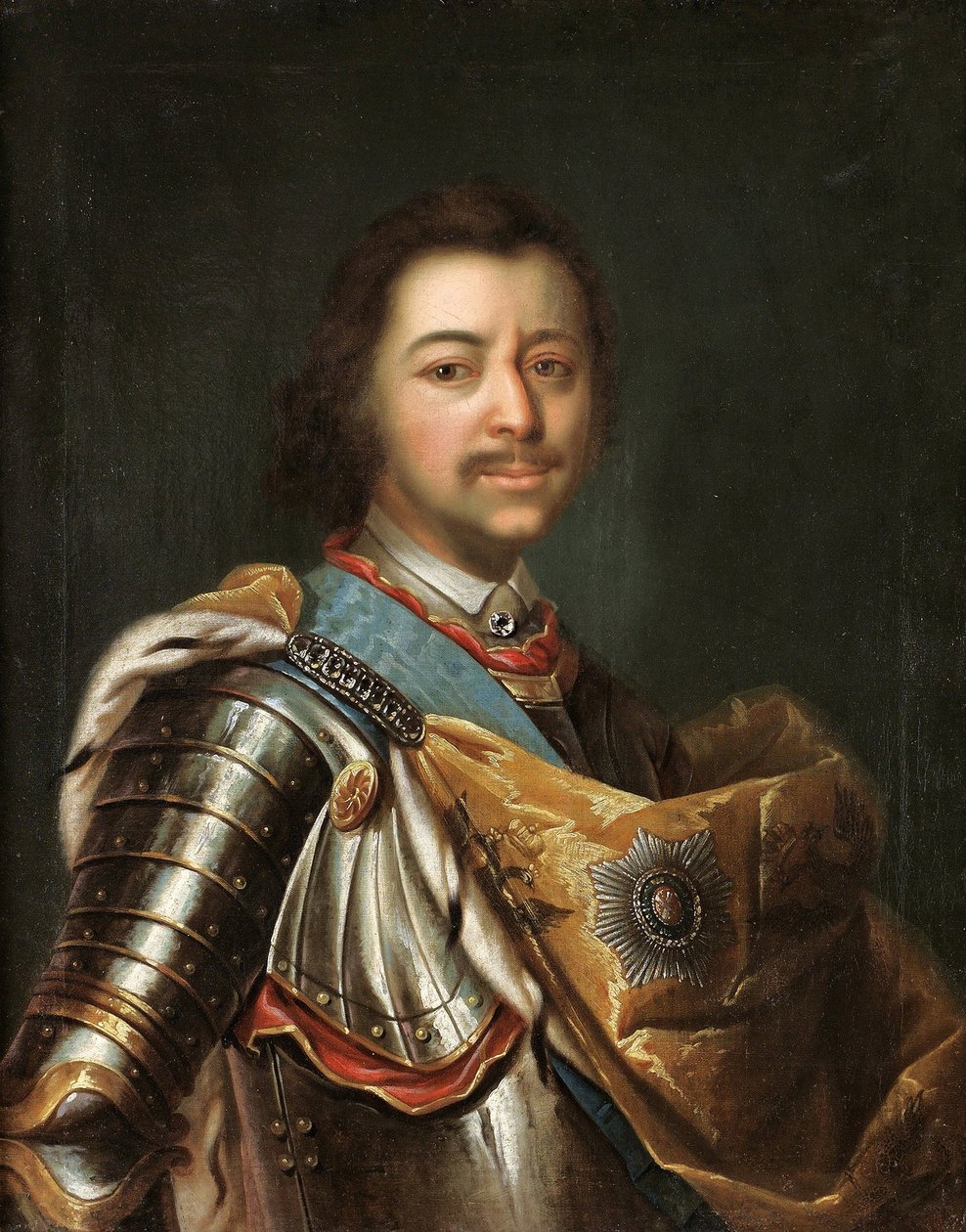 Pierre le Grandin muotokuva (1672-1725) (Keisari Pietari I Suuren muotokuva) - Keisari Pietari I Suuren (1672-1725) muotokuva - Peinture de Jan (Johann) Kupecky (Kupetzky) (1667- 1740), Öljy puulle, 82x64 cm - Yksityiskokoelma tekijältä Johann Kupetzky