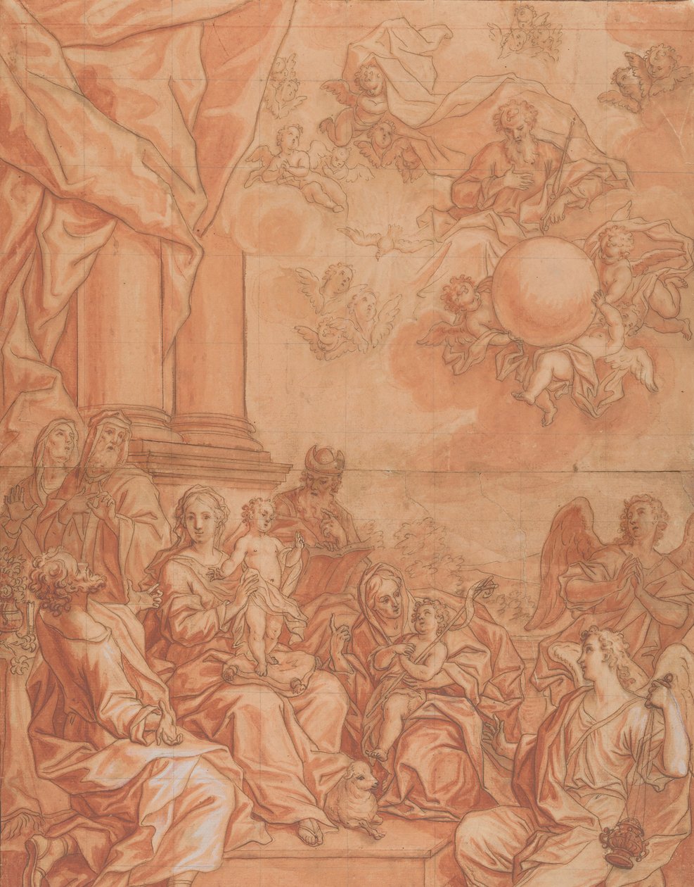 Neitsyt ja lapsi pyhien ja enkelien kanssa ja Isä taivaalla, 1700-luvun puoliväli. tekijältä Johann Lorenz Haid