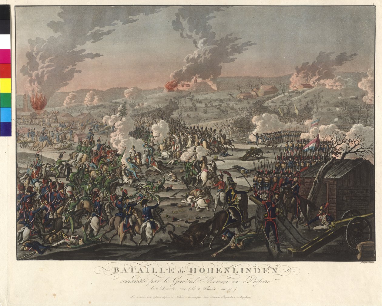 Hohenlindenin (Lindenin) taistelu 3. joulukuuta 1800 (etsaus ja akvatintta). tekijältä Johann Lorenz Rugendas
