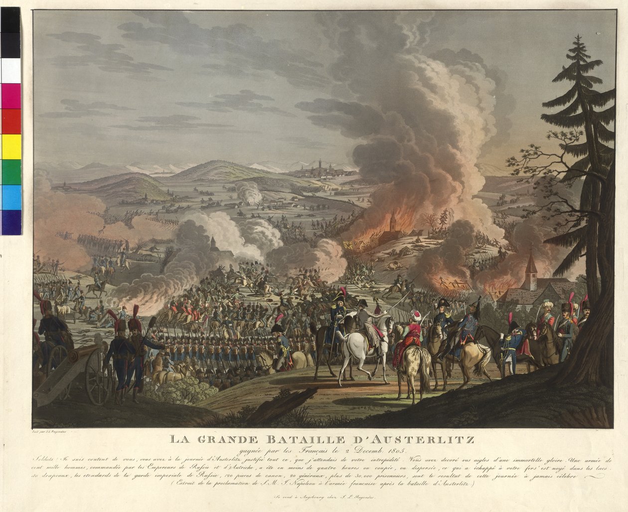 Slavkov u Brnan taistelu 2. joulukuuta 1805 (etsaus ja akvatintta). tekijältä Johann Lorenz Rugendas
