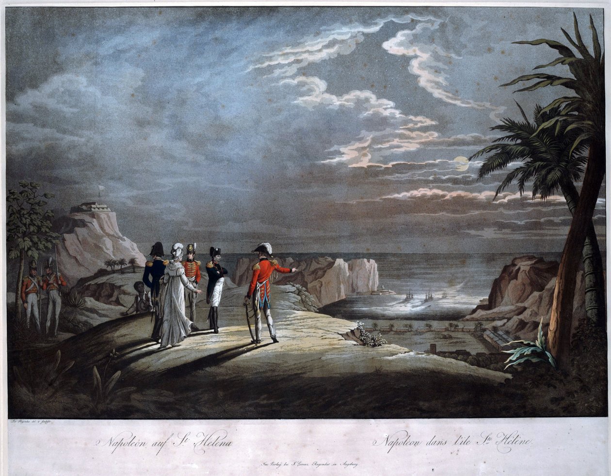 Napoleon Bonaparte Saint Helenan saarella - Rugendas, Johann Lorenz, nuorempi (1775-1826) - Akvatinta - 47x58 - Yksityiskokoelma tekijältä Johann Lorenz Rugendas