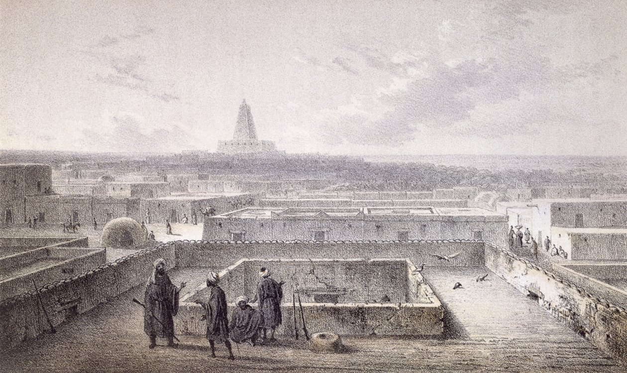 Timbuktoon pohjoispuoli Heinrich Barthin teoksesta Les Voyages en Afrique, joka julkaistiin vuonna 1857, tekijältä Johann Martin Bernatz