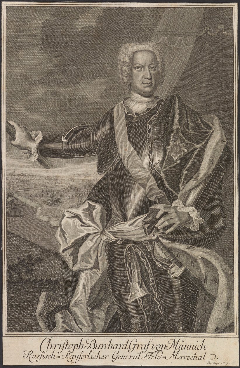 Kreivi Burkhard Christoph von Munnichin muotokuva 1683-1767. tekijältä Johann Martin Bernigeroth