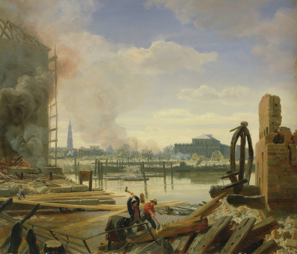 Hampuri vuoden 1842 tulipalon jälkeen, 1842 tekijältä Johann Martin Gensler