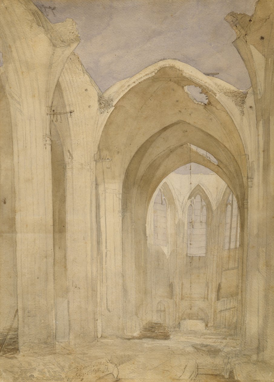 Pyhän Nikolauksen rauniot, 1842 (wc paperilla) tekijältä Johann Martin Gensler