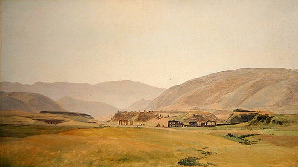 Campagna maisema (öljy kovalevylle kankaalle) tekijältä Johann Martin von Rohden