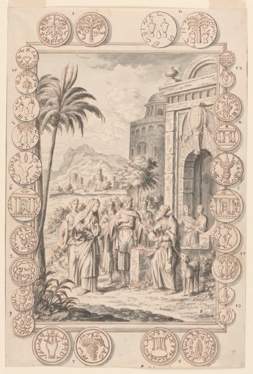 Tutkimus Abimelech Reproveth Sarahille, levy 81, Physica Sacra tekijältä Johann Melchior Füssli
