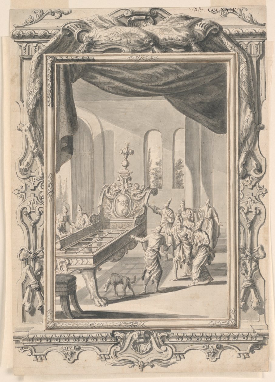 Tutkimus King Ogin rautasängylle, levy 324, Physica Sacra tekijältä Johann Melchior Füssli