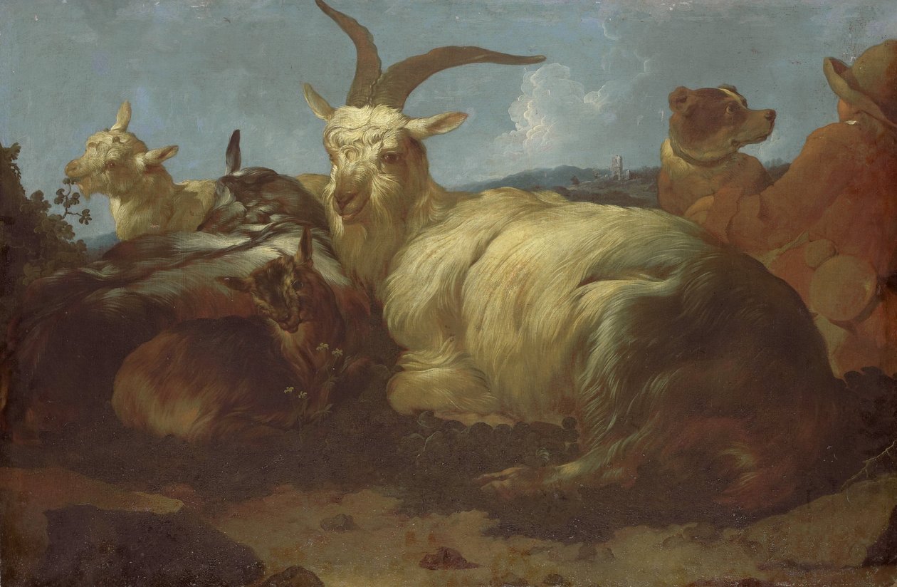 Vuohipaimen katselemassa eläimiään tekijältä Johann Melchior Roos