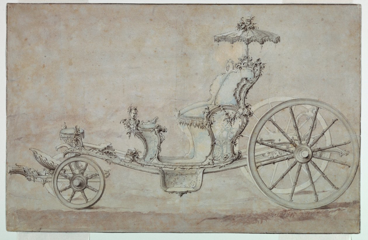 Piirustus, Cabrioletin malli, ennen vuotta 1750 tekijältä Johann Michael Hoppenhaupt II
