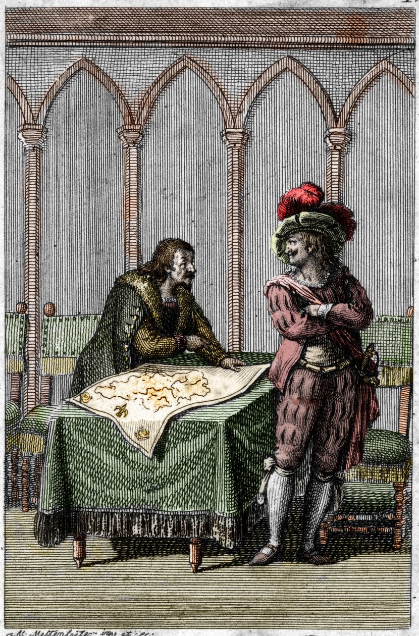 Habsburgin keisari Albert I (1255-1308) tutki Ranskan karttaa paavi Bonifacius VIII:n ja Ranskan kuninkaan Filip IV:n välisen konfliktin aikana tekijältä Johann Michael Mettenleiter