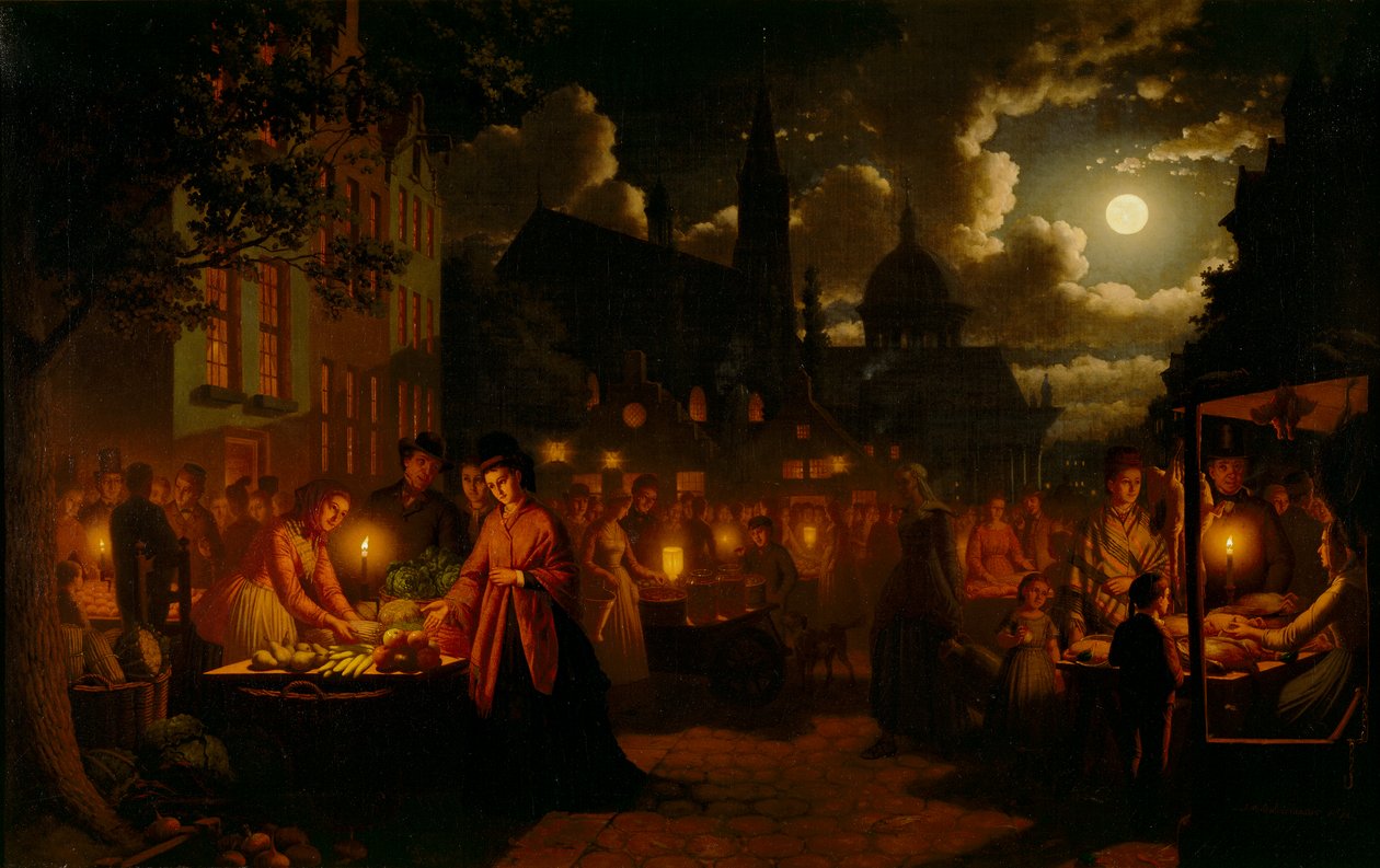 Kuun valaisemat markkinat, 1874 tekijältä Johann Mongels Culverhouse