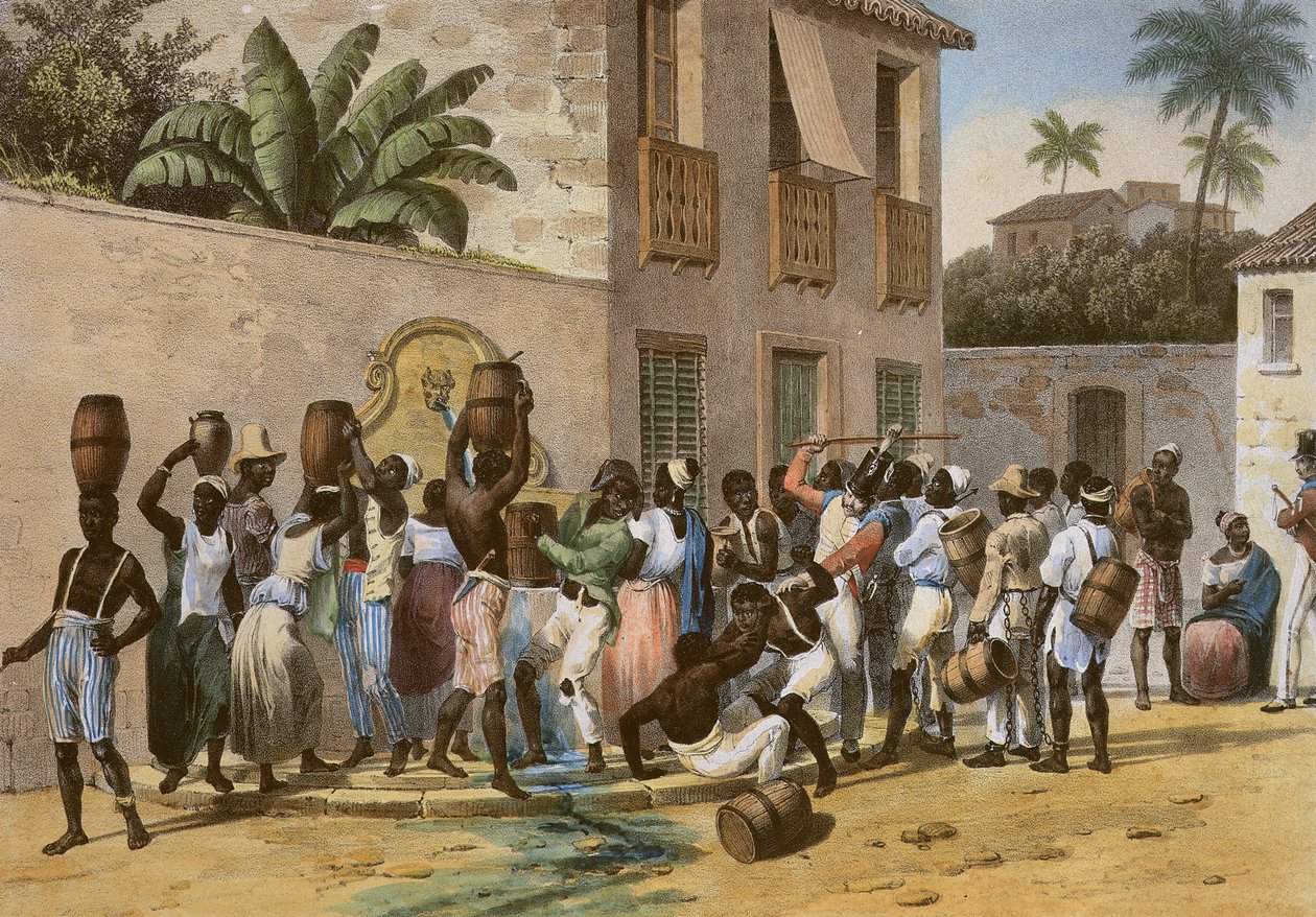 Water Carriers, kaiverrus Deroi, pub. Engelmann and Company, Pariisi, 1835 (käsinvärinen lito) tekijältä Johann Moritz Rugendas
