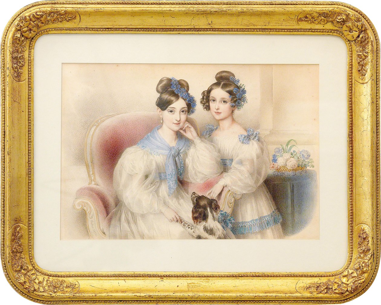Arkkiherttuattareiden Maria Teresan 1816-1867 ja Maria Karolien kaksoismuotokuva 1825-1915, 1832. tekijältä Johann Nepomuk Ender