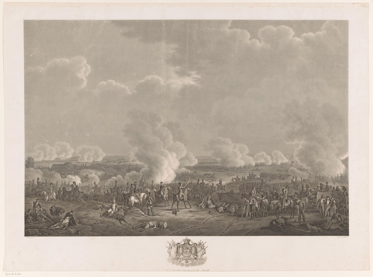 Waterloon taistelu, 1815 Kaksitoista levyä William I:n saapumisesta ja virkaanastumisesta Brysseliin sekä taisteluista Quatre-Brasissa ja Waterloossa vuonna 1815 (sarjan nimi) tekijältä Johann Nepomuk Gibèle