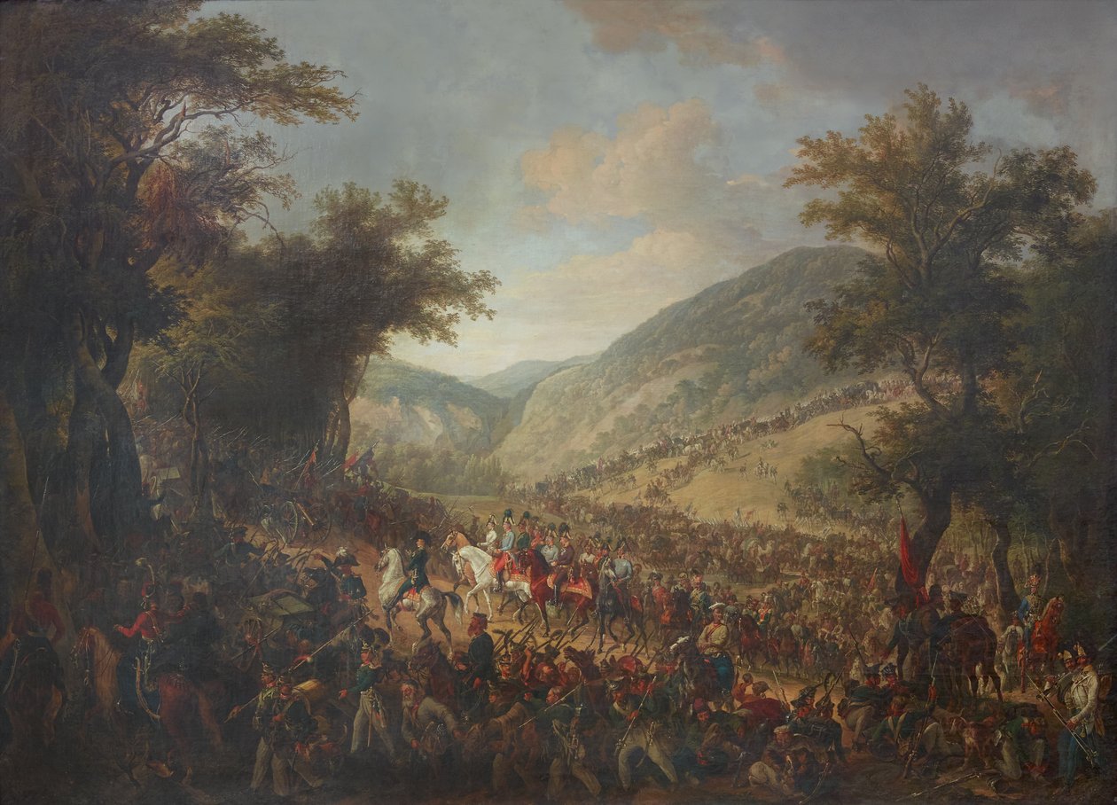 Liittoutuneiden armeijat, Itävallan keisari Franz I (II) kruununprinssi Ferdinandin johdolla, ylittivät Vogeesit heinäkuussa 1815 tekijältä Johann Nepomuk Höchle