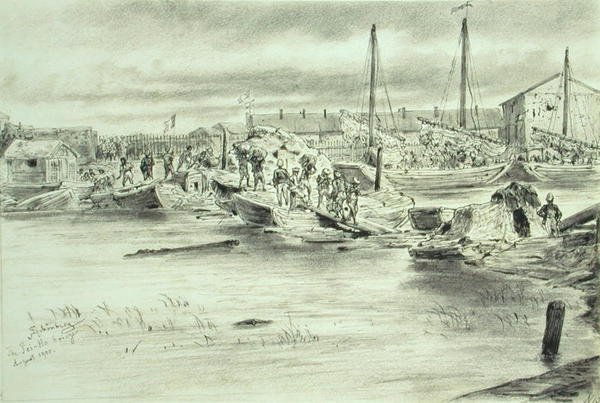 Pei-Hon silta, elokuu 1900 (akvarelli paperille) tekijältä Johann Nepomuk Schonberg