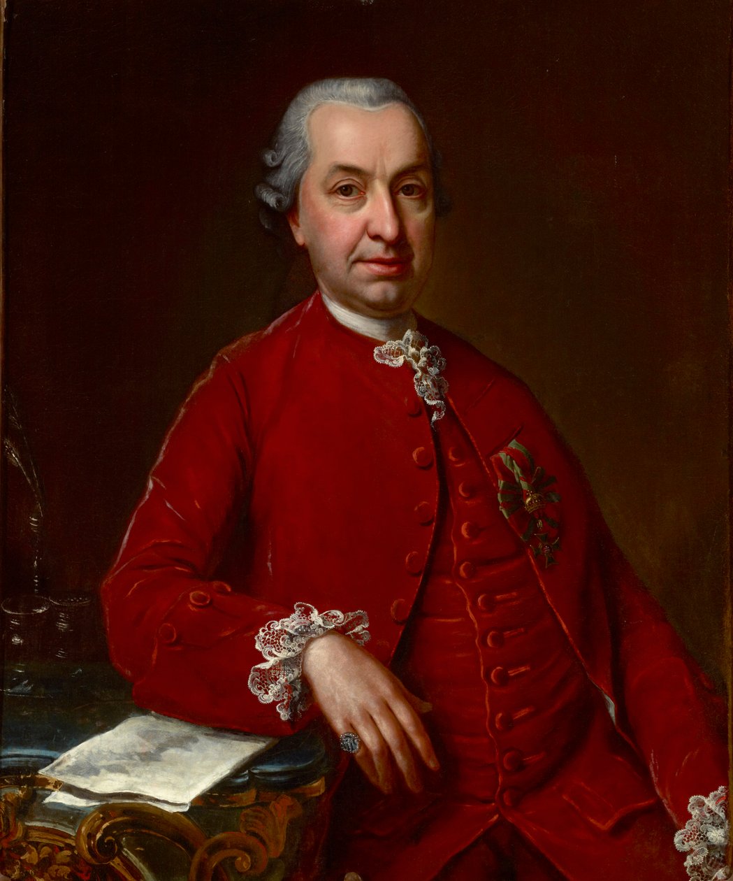 Muotokuva paroni Samuel von Brukenthalista (1721-1803), Transilvanian suurruhtinaskunnan kuvernööristä, Della Croce, Johann Nepomuk (1736-1819). Öljy kankaalle, c. 1790. Mitat : 93x71 cm. Muzeul National Brukenthal, Sibiu tekijältä Johann Nepomuk della Croce