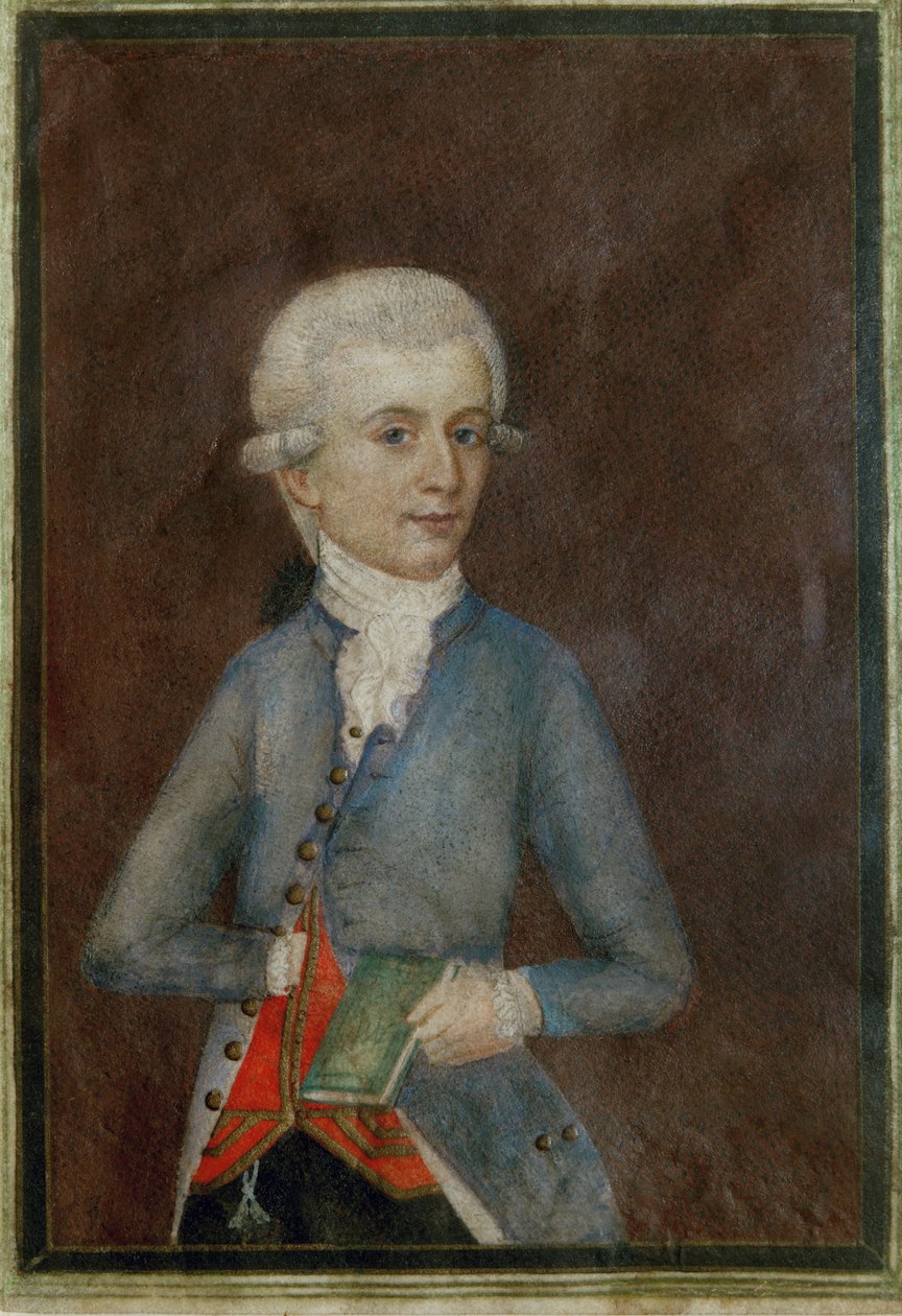 Wolfgang Amadeus Mozart (noin ... (guassi pergamentille) tekijältä Johann Nepomuk della Croce