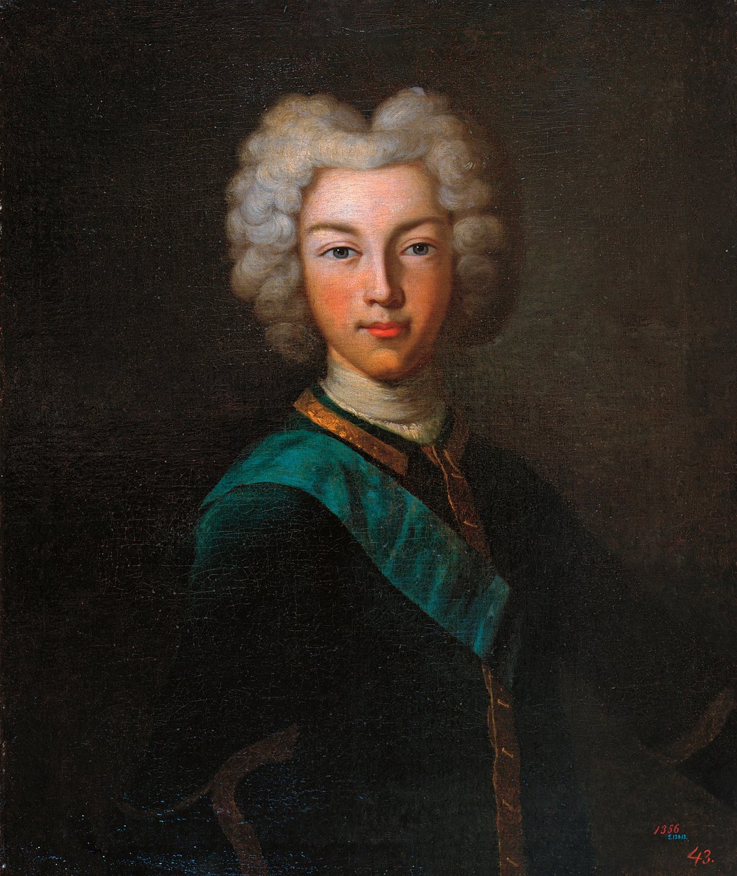 Venäjän tsaari Pietari II:n muotokuva (Venäjän tsaari Pietari II:n muotokuva) - Johann Paul Luddenin (Ludden) maalaus (?-1739), öljy kankaalle, loppu 1720 - Valtion ulkoilmamuseo Pavlovskin palatsi, Pietari ( Venäjä) tekijältä Johann Paul (d.1739) Luedden