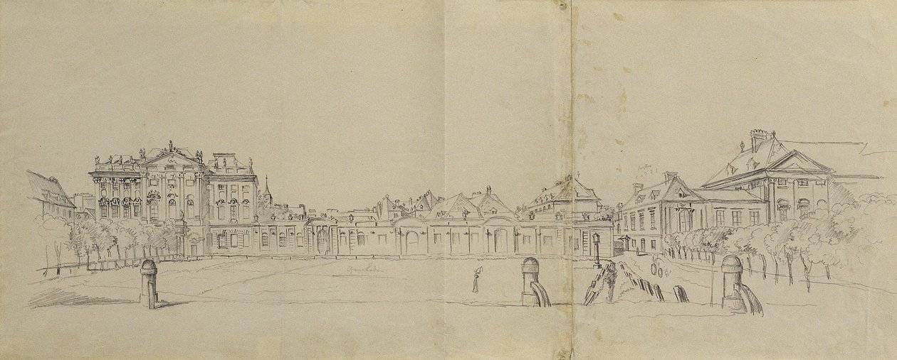 Josefstädter Glacis ja Palais Trautson tekijältä Johann Peter Krafft