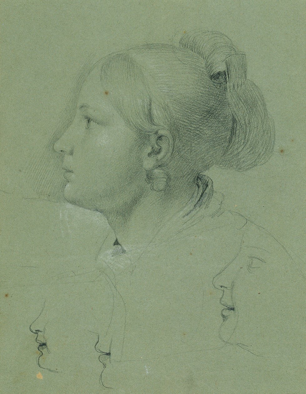 Tytön pää (Tutkimus "Landwehrin miehen kotiinpaluu", 1817) tekijältä Johann Peter Krafft