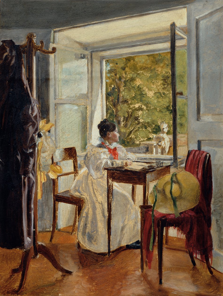 Marie Krafft pöydän ääressä tekijältä Johann Peter Krafft