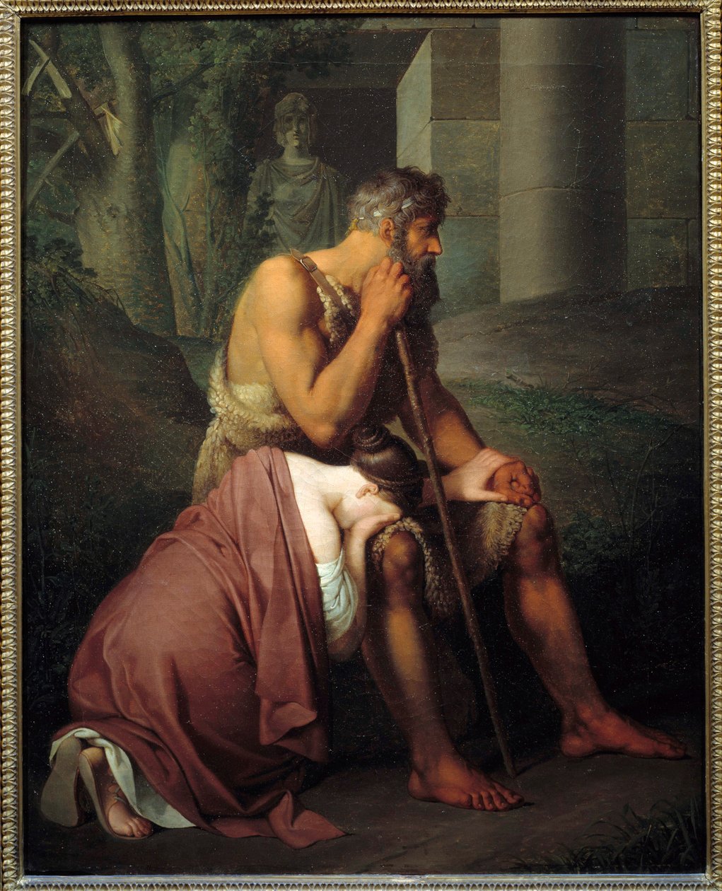 Johann Peter Krafftin (1780-1856) Oidipus ja Antigone -maalaus (ec.all.) 1809 su. 0,53x0,66 m tekijältä Johann Peter Krafft
