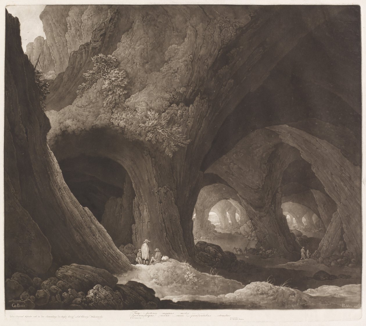 Viatgers a Gigantic Cavernsfinnish tekijältä Johann Peter Pichler, after Guillam Dubois