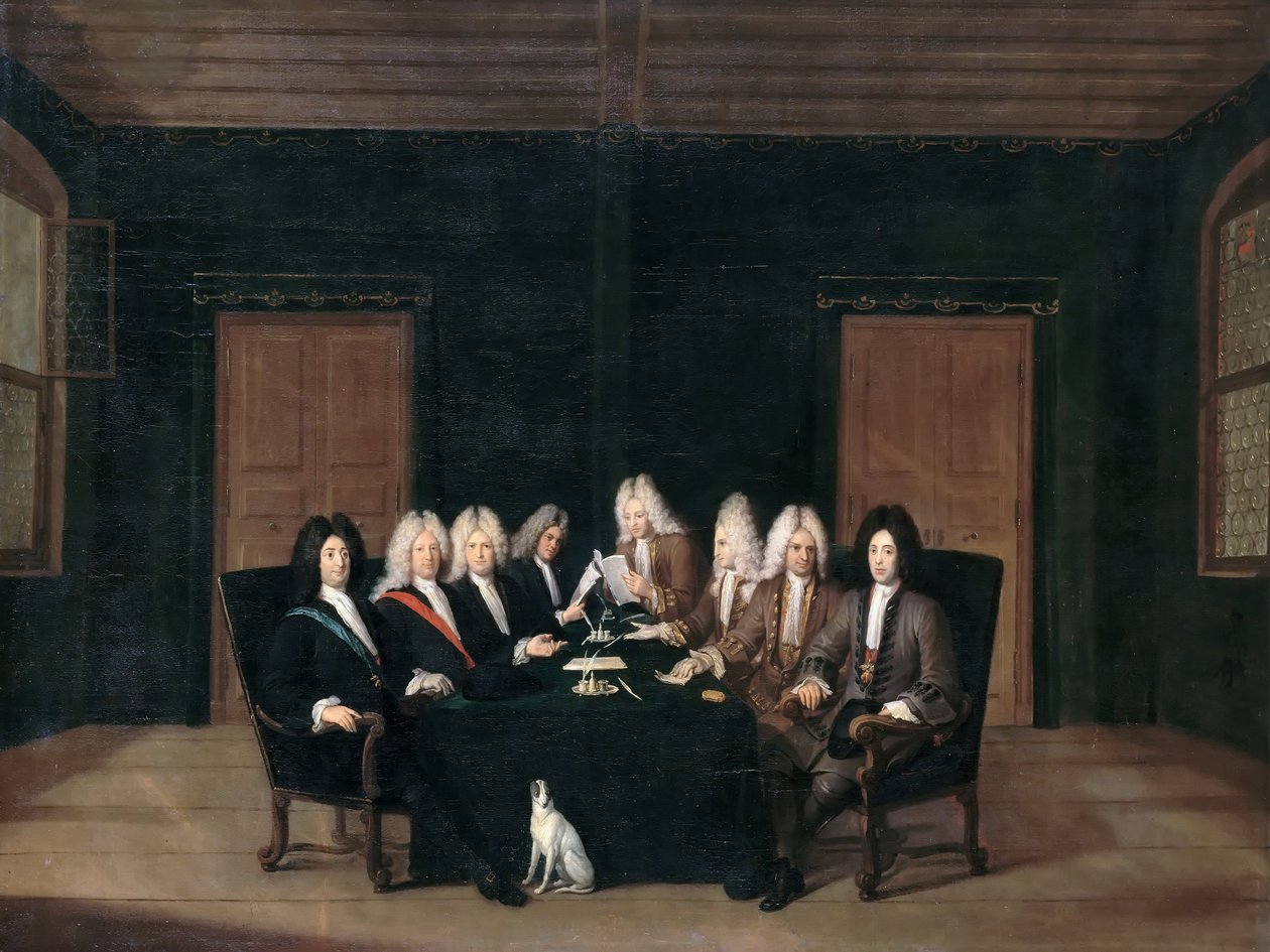 Badenin rauhankongressin lähettiläitä 7. syyskuuta 1714 tekijältä Johann Rudolf Huber