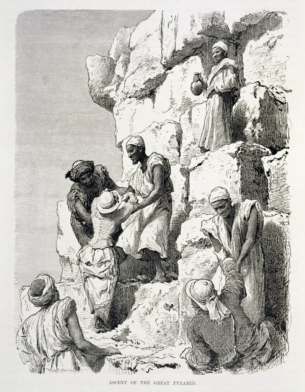 Suuren pyramidin nousu, 1800-luku (kaiverrus paperille) tekijältä Johann Rudolph the Elder Huber