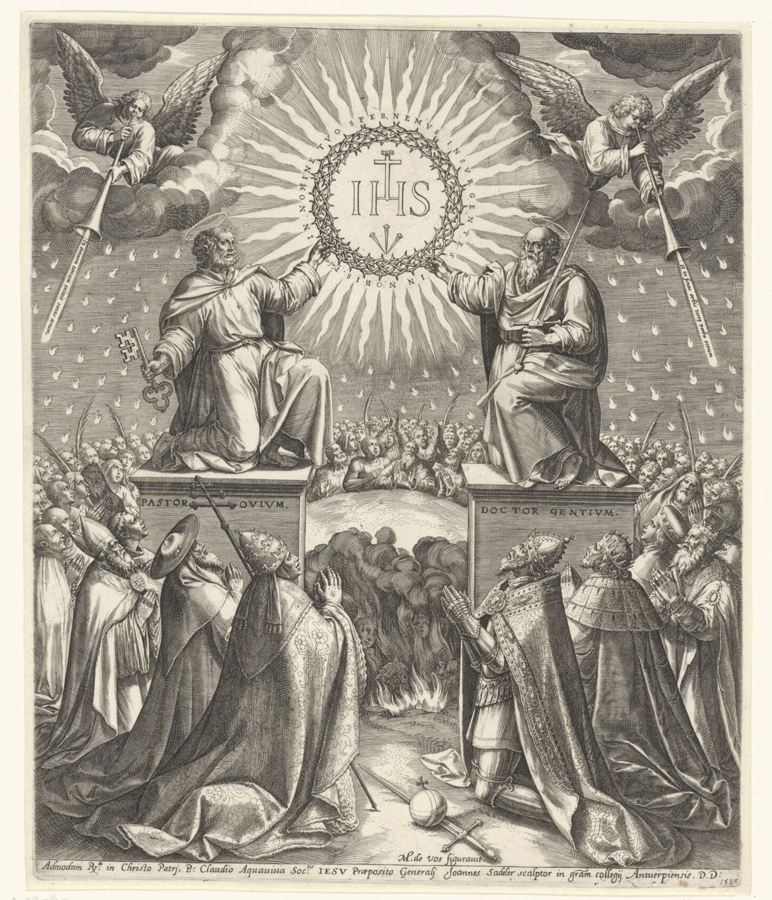 Kristuksen monogrammin palvonta tekijältä Johann Sadeler (I)
